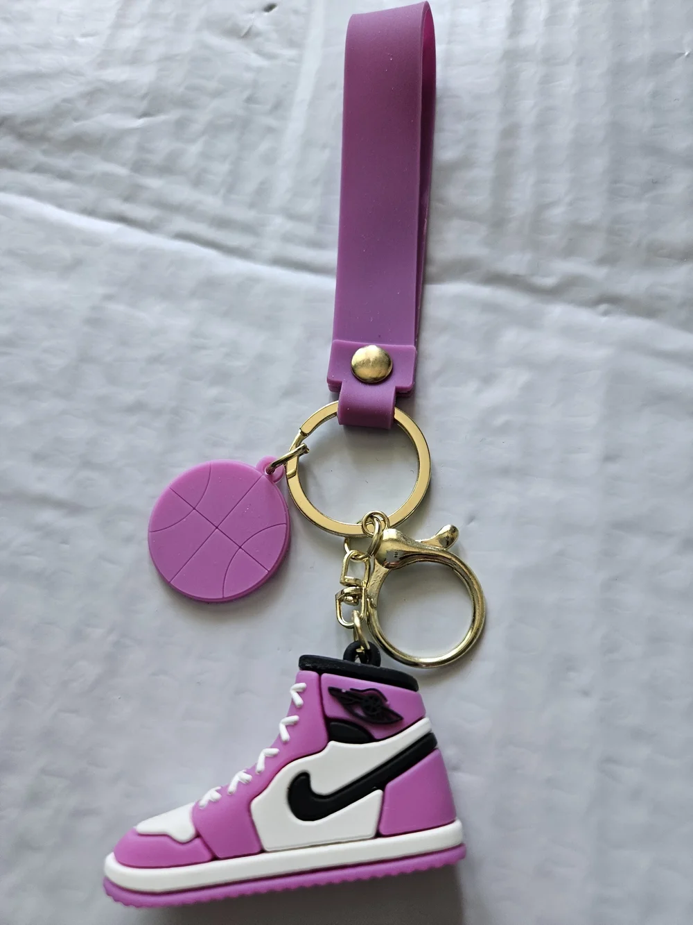 Basketball Keychain Wristlet with Gold Hardware